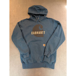 Men's Carhartt Teal Blue & Gray Logo Hoodie Sweatshirt S Loose fit